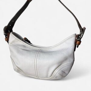 Coach 9541 soho 2004 white leather shoulder bag with brown strap